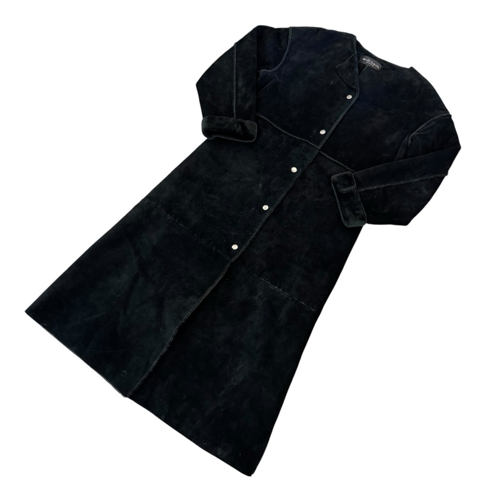 Vintage Black Suede Patchwork Trench Coat